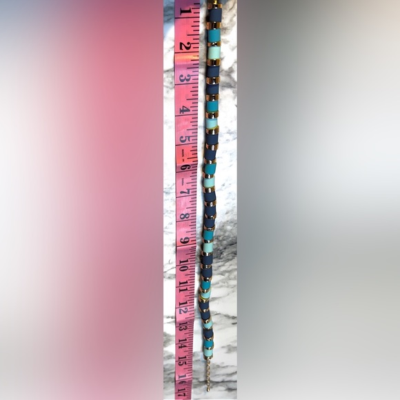 NWT ISAAC MIZRAHI New York Necklace Blue & Gold with Blue Acrylic/Stones - Picture 5 of 5